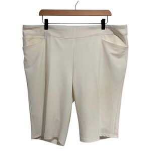 2/$40 Adidas Women's Pull-On Cream Bermuda Shorts with Pockets Stretch